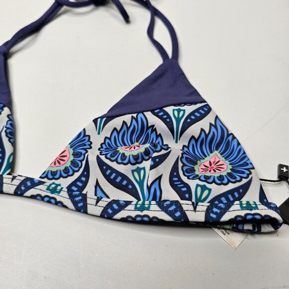 Tavik Size XS Blue Floral Monaco Sand Palm Dessert Triangle Bikini Top Swim - Picture 3 of 5